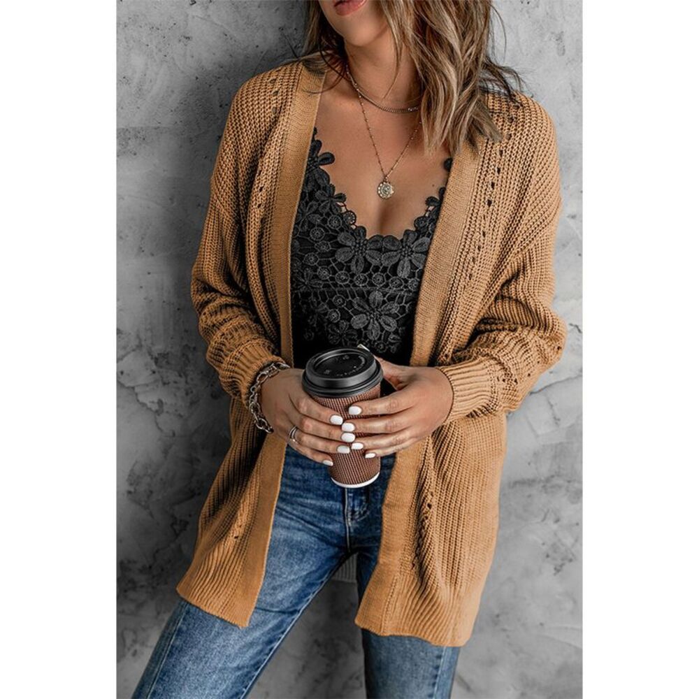 Azura Exchange  Cable Knit Cardigan with Slits